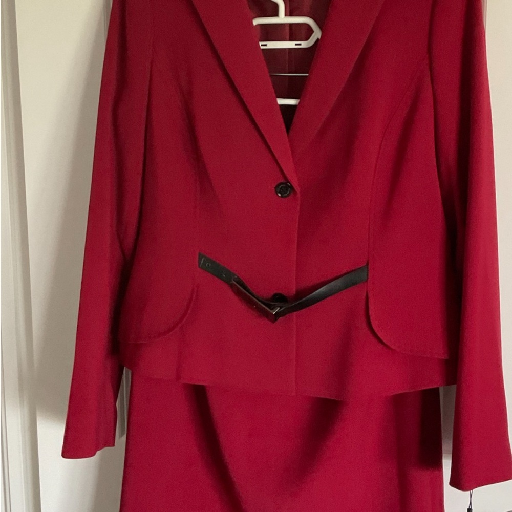 Calvin Klein Red Blazer and Skirt Set
